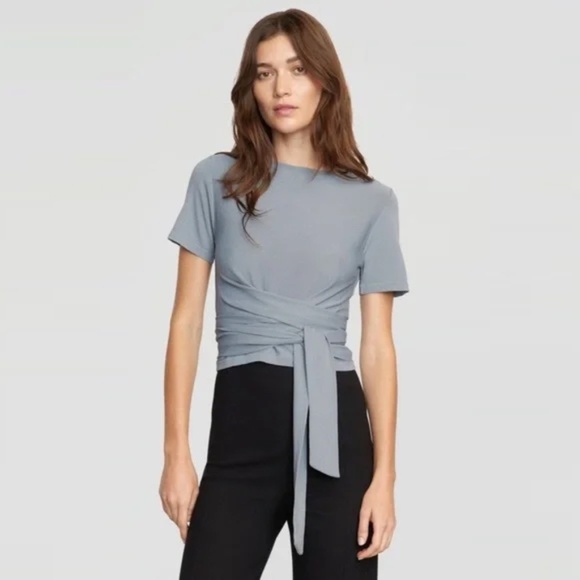 Modern Citizen Short Sleeved Gray Cropped Tie Front. Size M - Picture 1 of 5